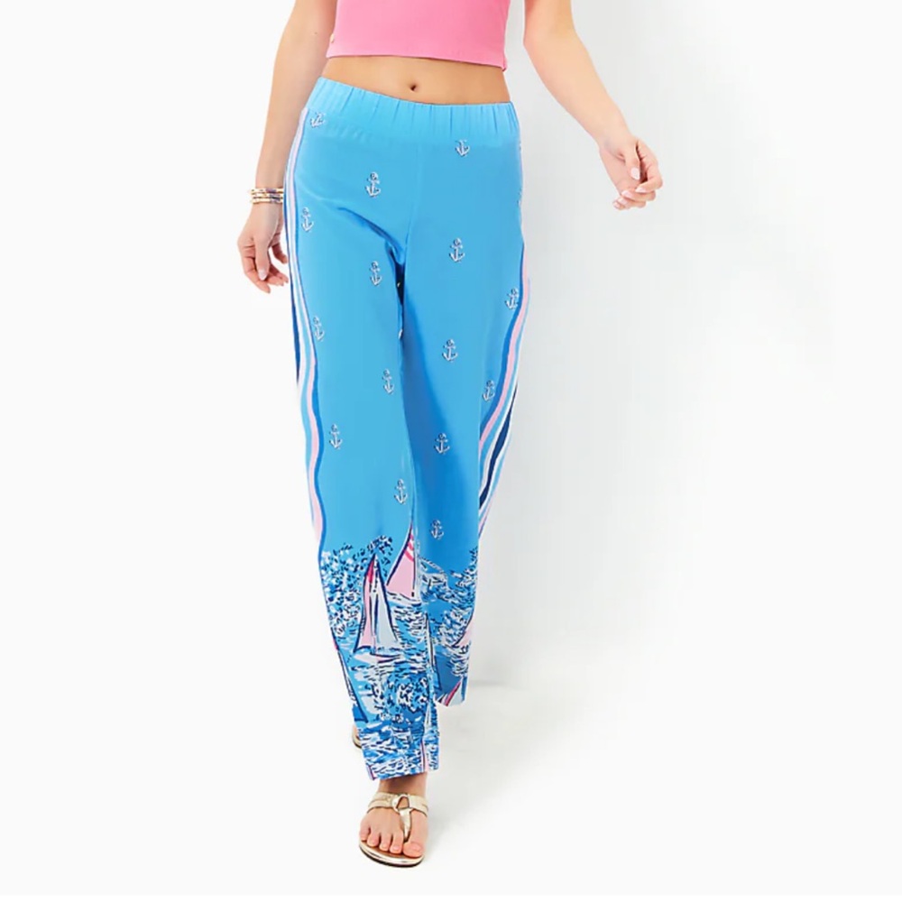 NWT Lilly Pulitzer Bal Harbour Palazzo Pants ‘A Lil Nauti’